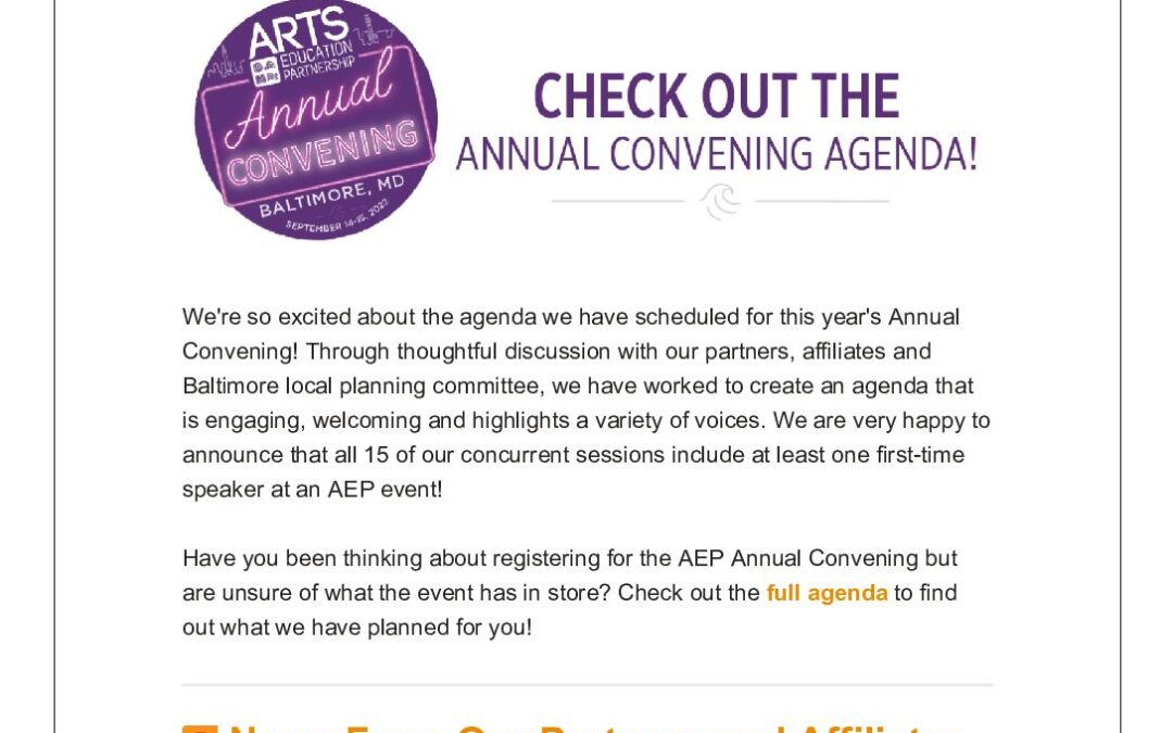 ArtsEd Digest _ Check Out the Annual Convening Agenda!