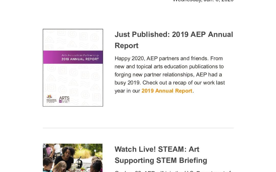 ArtsEd Digest _ Just Published! 2019 AEP Annual Report_For Website