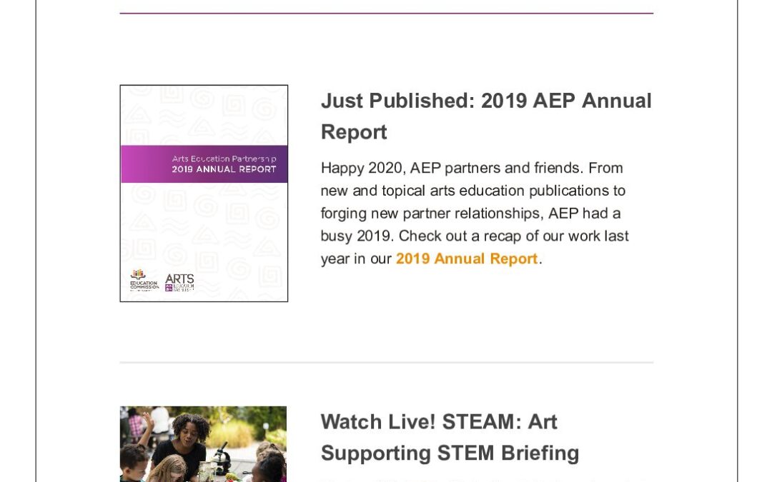 ArtsEd Digest _ Just Published! 2019 AEP Annual Report_For Website