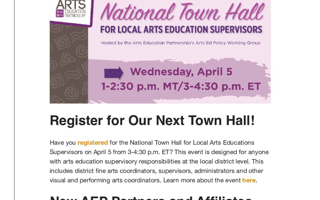 ArtsEd Digest _ Register for Our Next Town Hall