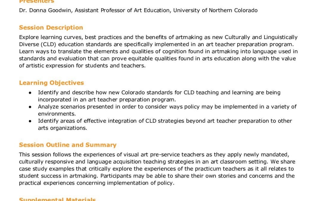 Beyond Answers in Watertight Containers CLD Standards in Art Education_One Pager