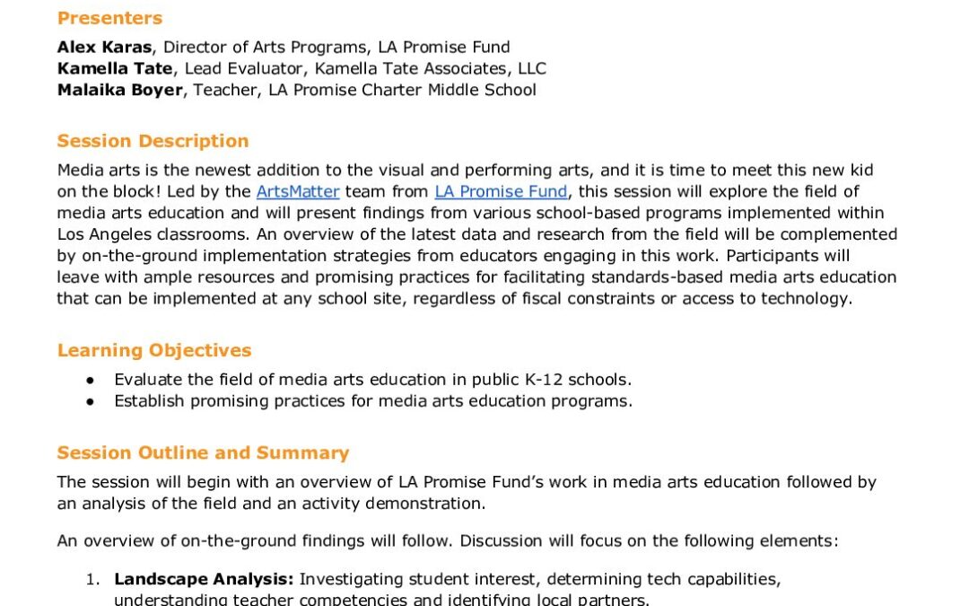 Media Arts Education in K-12 Schools_One Pager