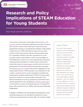 Research and Policy Implications of STEAM Education for Young Students