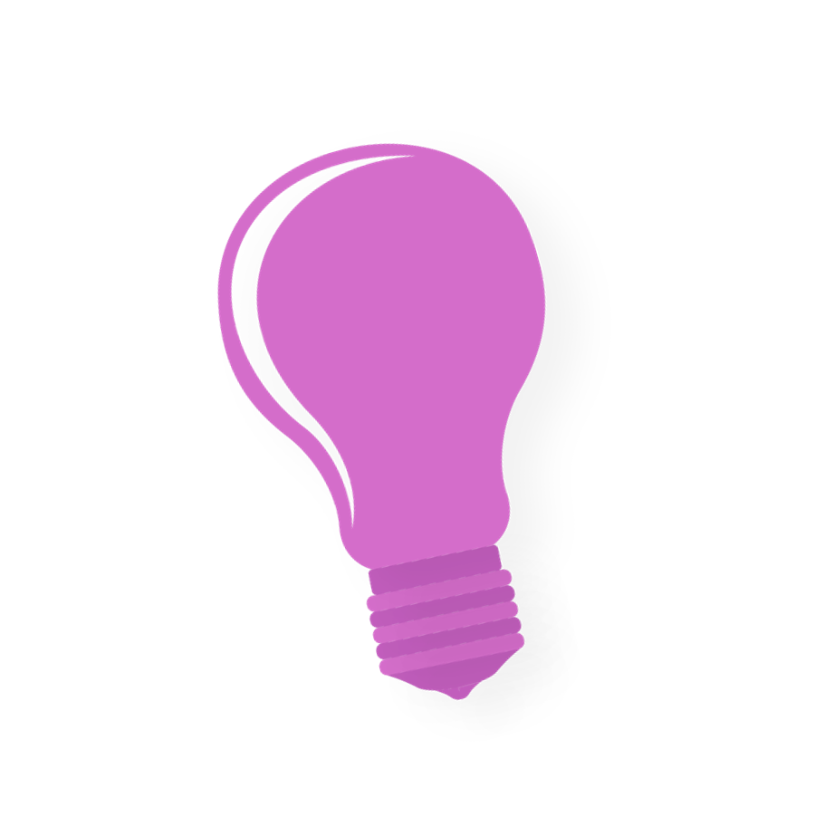 Graphic icon of a light purple lightbulb.