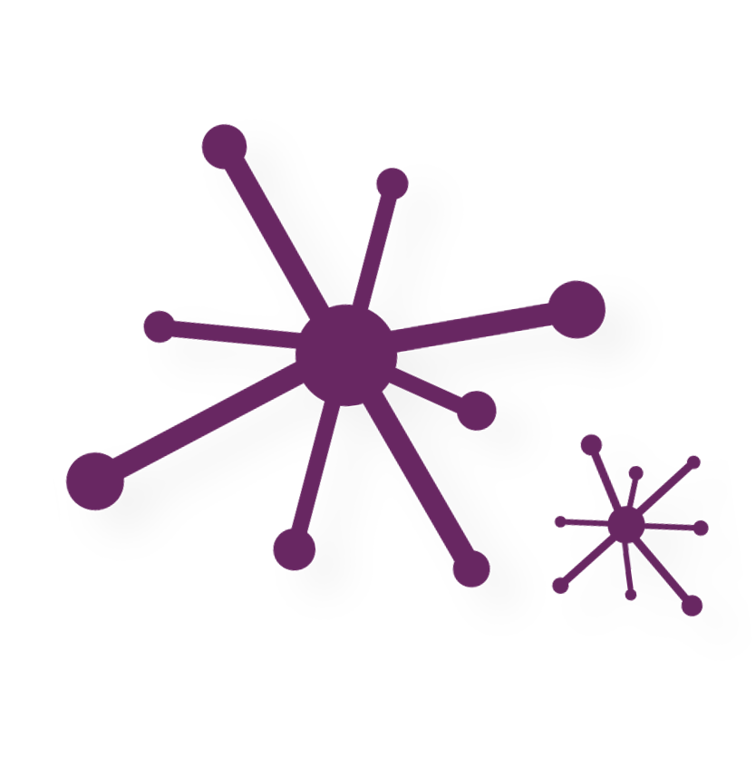 Graphic icon of two purple neurons