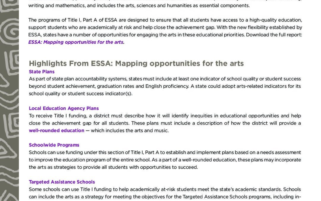 Title I_Part A_ESSA Mapping the opportunities for the arts