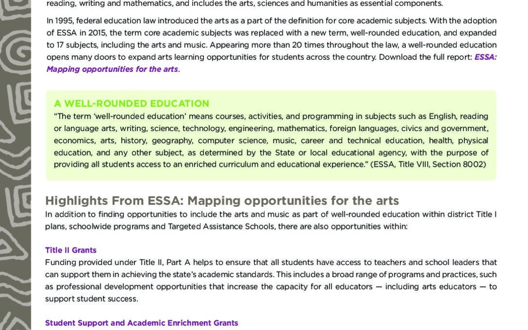 Well-Rounded Education_ESSA Mapping the opportunities for the arts